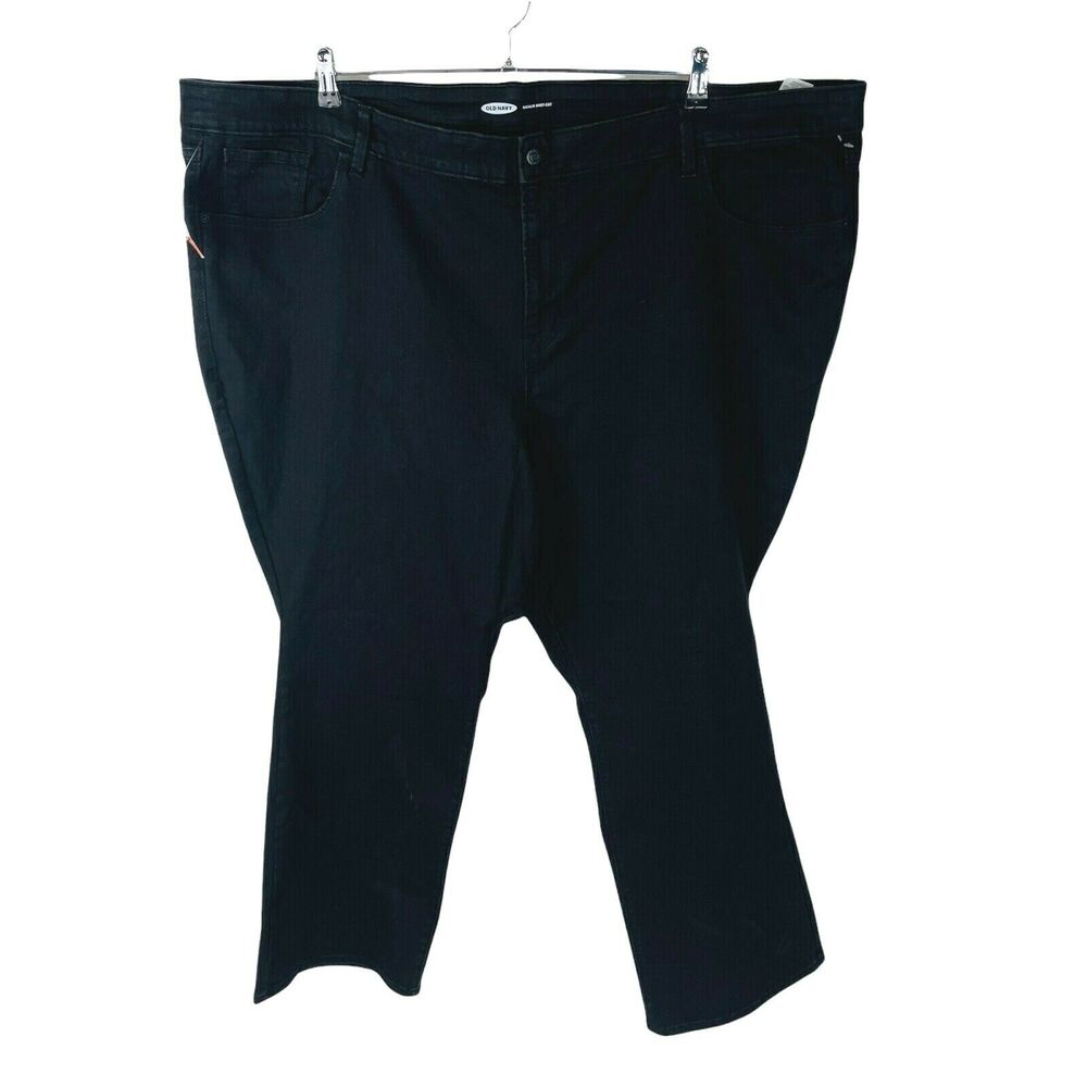 New Old Navy Womans Sz 30 Plus Black‎ Denim Kicker Boot Cut Jeans Stretch